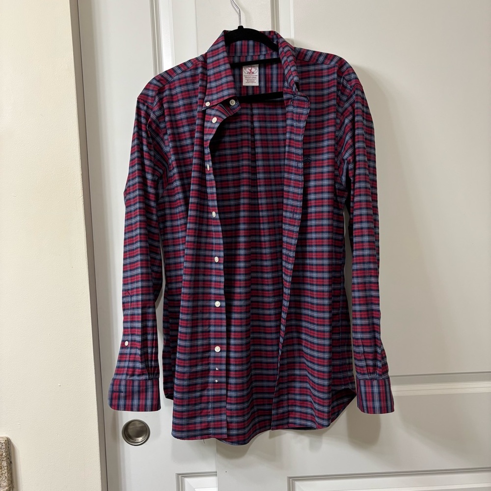Brooks Brothers Mens Traditional Fit Button Down Plaid Long Sleeve Size Medium